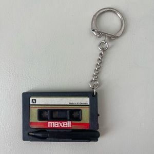 MAXELL Cassette Tape 2 Sided Key Chain with Pen promotional